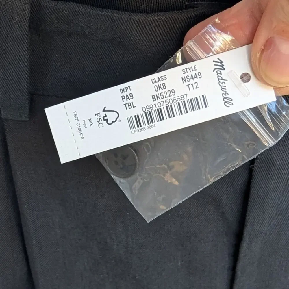 NWT Madewell Black Tall Slouchy Straight Pants in Drapey Twill NS449, Size 12 - Picture 4 of 11